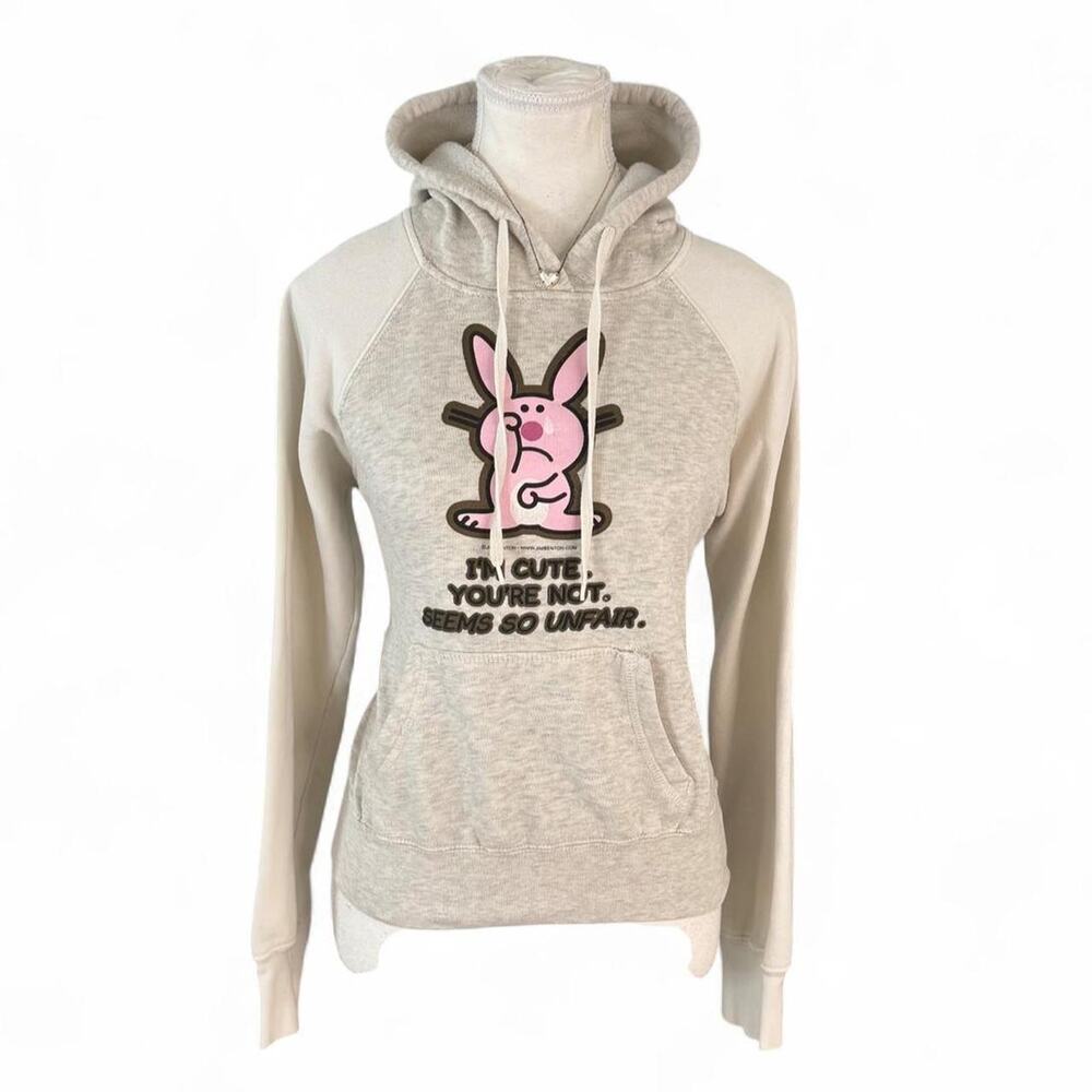 Jim Benton Bunny Y2K "I’m cute your not seems so unfair iconic 2000s grey hoodie
